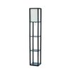 Simple Designs Floor Lamp Etagere Organizer Storage Shelf with Linen Shade, Black LF1014-BLK